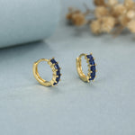 Sapphire Blue CZ Huggie Hoop in Sterling Silver, Silver or Gold, Minimalist Simple Hoop Earrings,
