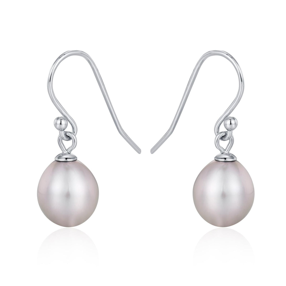 Sterling Silver Grey Pearl Earrings, Natural Freshwater Pearl Drop Hook Earrings in Sterling Silver, Oval Pearl Earrings