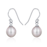Sterling Silver Grey Pearl Earrings, Natural Freshwater Pearl Drop Hook Earrings in Sterling Silver, Oval Pearl Earrings