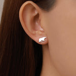 Mismatched Polar Bear and Snowflake Stud Earrings in Sterling Silver, Polar Bear and Snow Earrings, Polar Bear Earrings
