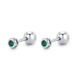 Sterling Silver Emerald Green CZ 2mm 18G Screw Back Earrings