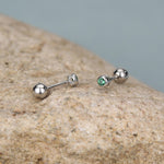 Sterling Silver Emerald Green CZ 2mm 18G Screw Back Earrings