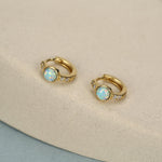 Aqua Green Opal CZ Huggie Hoop Earrings in Sterling Silver, Silver or Gold, Tiny Opal Hoops, Opal Hoops, Single Opal Hoops