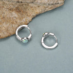 Aqua Green Opal CZ Huggie Hoop Earrings in Sterling Silver, Silver or Gold, Tiny Opal Hoops, Opal Hoops, Single Opal Hoops