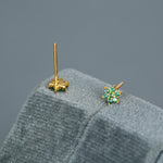 Pair of Very Tiny Emerald Green CZ Flower Stud Earrings in Sterling Silver, Silver or Gold, Crystal Flower Earrings, Stacking Earrings