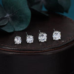 CZ Stud Earrings in Sterling Silver, Available in 3mm, 4mm, 5mm 6mm, Brilliant Cut CZ Earrings, Four Prong Set