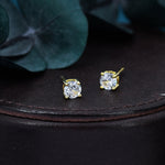 CZ Stud Earrings in Sterling Silver, Available in 3mm, 4mm, 5mm 6mm, Brilliant Cut CZ Earrings, Four Prong Set