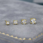 CZ Stud Earrings in Sterling Silver, Available in 3mm, 4mm, 5mm 6mm, Brilliant Cut CZ Earrings, Four Prong Set