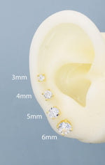 CZ Stud Earrings in Sterling Silver, Available in 3mm, 4mm, 5mm 6mm, Brilliant Cut CZ Earrings, Four Prong Set
