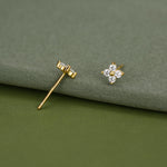 Very Tiny Hydrangea Flower Inspired Stud Earrings in Sterling Silver with Sparkly CZ Crystals, Simple and Minimalist