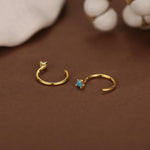 Sterling Silver 2mm Turquoise CZ Open Hoop Earrings