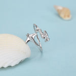 Sterling Silver Scuba Diver and Manta Ray Adjustable Ring