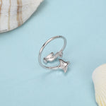 Sterling Silver Scuba Diver and Manta Ray Adjustable Ring