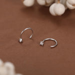 Extra Tiny Sterling Silver 2mm CZ Huggie Hoop Earrings, Silver or Gold, Minimal CZ Open Huggies, CZ Open Hoops, C Hoops in Sterling Silver