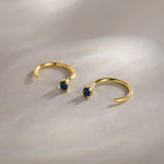 Extra Tiny Sterling Silver 2mm CZ Huggie Hoop Earrings, Silver or Gold, Minimal CZ Open Huggies, CZ Open Hoops, C Hoops in Sterling Silver