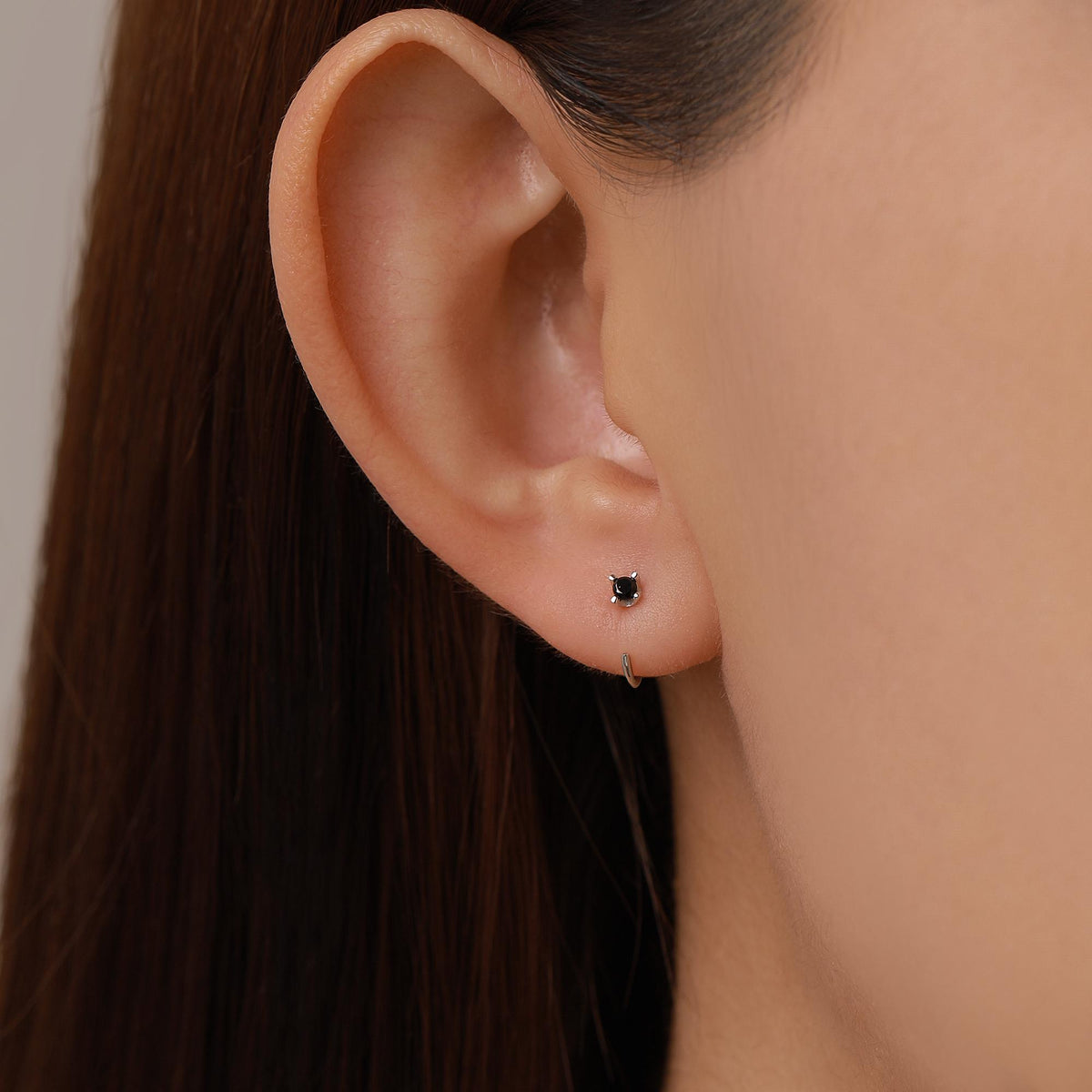 Extra Tiny Sterling Silver 2mm CZ Huggie Hoop Earrings, Silver or Gold, Minimal CZ Open Huggies, CZ Open Hoops, C Hoops in Sterling Silver