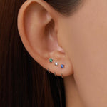 Sterling Silver Sapphire Blue CZ Open Hoop Earrings