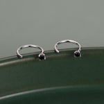 Sterling Silver Black CZ Open Hoop Earrings