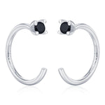 Sterling Silver Black CZ Open Hoop Earrings