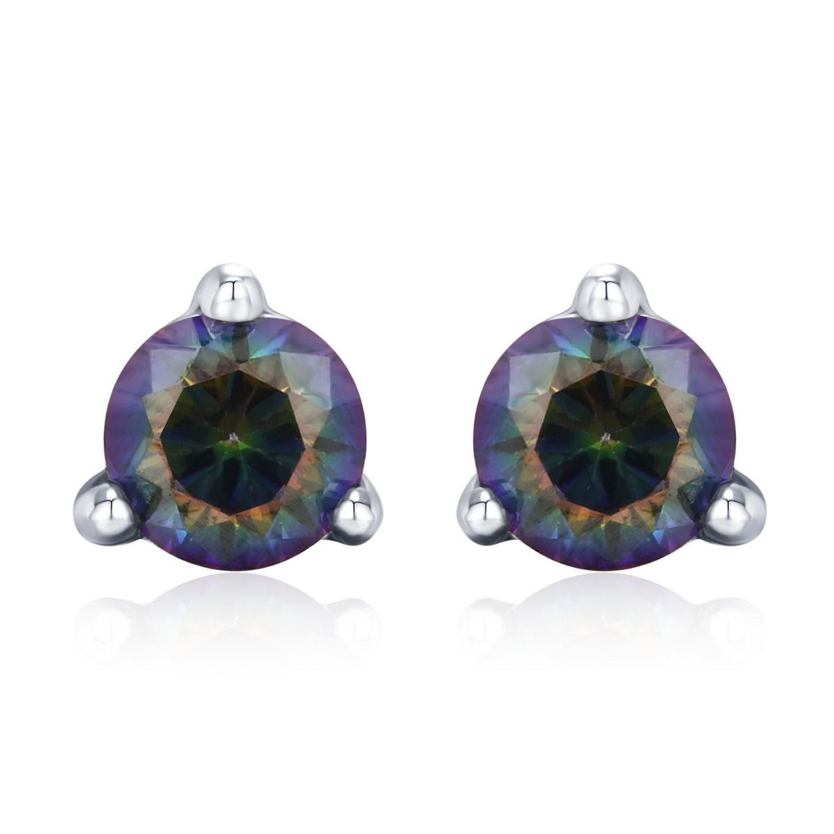 Sterling Silver 3mm Mystic Black Stud Earrings, Pear Cut Aurora Black Earrings, Mystic Topaz Birthstone CZ Earrings