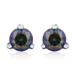 Sterling Silver 3mm Mystic Black Stud Earrings, Pear Cut Aurora Black Earrings, Mystic Topaz Birthstone CZ Earrings