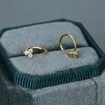 Three CZ Trinity Threader Hoop Earrings in Sterling Silver, Three Dot Open Hoop Earrings, Huggie Hoop, Silver or Gold, Pull Through