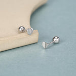 Small Pair of Folded Heart Screw Back Earrings in Sterling Silver, Rose Gold, Silver- helix, cartilage, conch, tragus