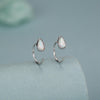 White Opal Droplet Opal Huggie Hoop Earrings in Sterling Silver, Opal Open Hoops, Opal Pull Through Threaders, Half Hoops, C Shape Hoops