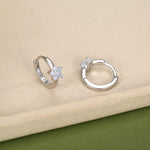 Opal Blue CZ Flower Huggie Hoop in Sterling Silver, Silver or Gold, Delicate Flower CZ Hoops, Tiny Flower Hoops, Tiny CZ Hoops