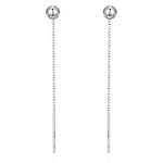 Minimalist Ball Threaders Earrings in Sterling Silver, Ball Ear Threaders with Very Short Chain