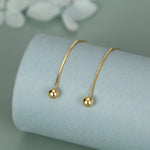 Minimalist Ball Threaders Earrings in Sterling Silver, Ball Ear Threaders with Very Short Chain