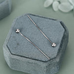 Minimalist Ball Threaders Earrings in Sterling Silver, Ball Ear Threaders with Very Short Chain