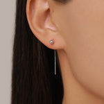 Minimalist Ball Threaders Earrings in Sterling Silver, Ball Ear Threaders with Very Short Chain