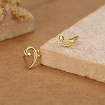 Mismatched Music Note and Bass Clef Stud Earrings