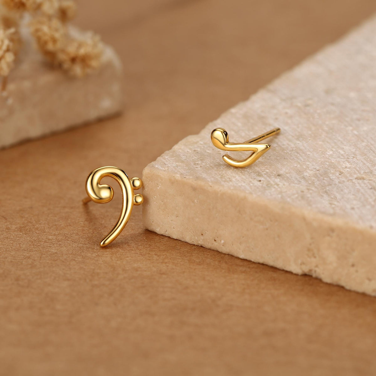 Mismatched Music Note and Bass Clef Stud Earrings