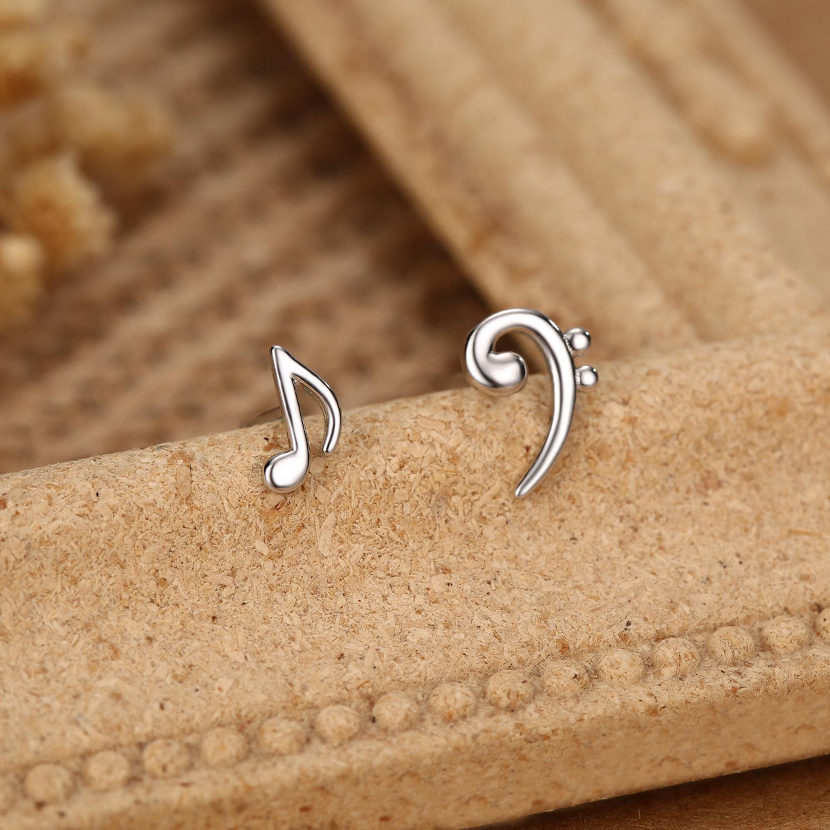 Mismatched Music Note and Bass Clef Stud Earrings