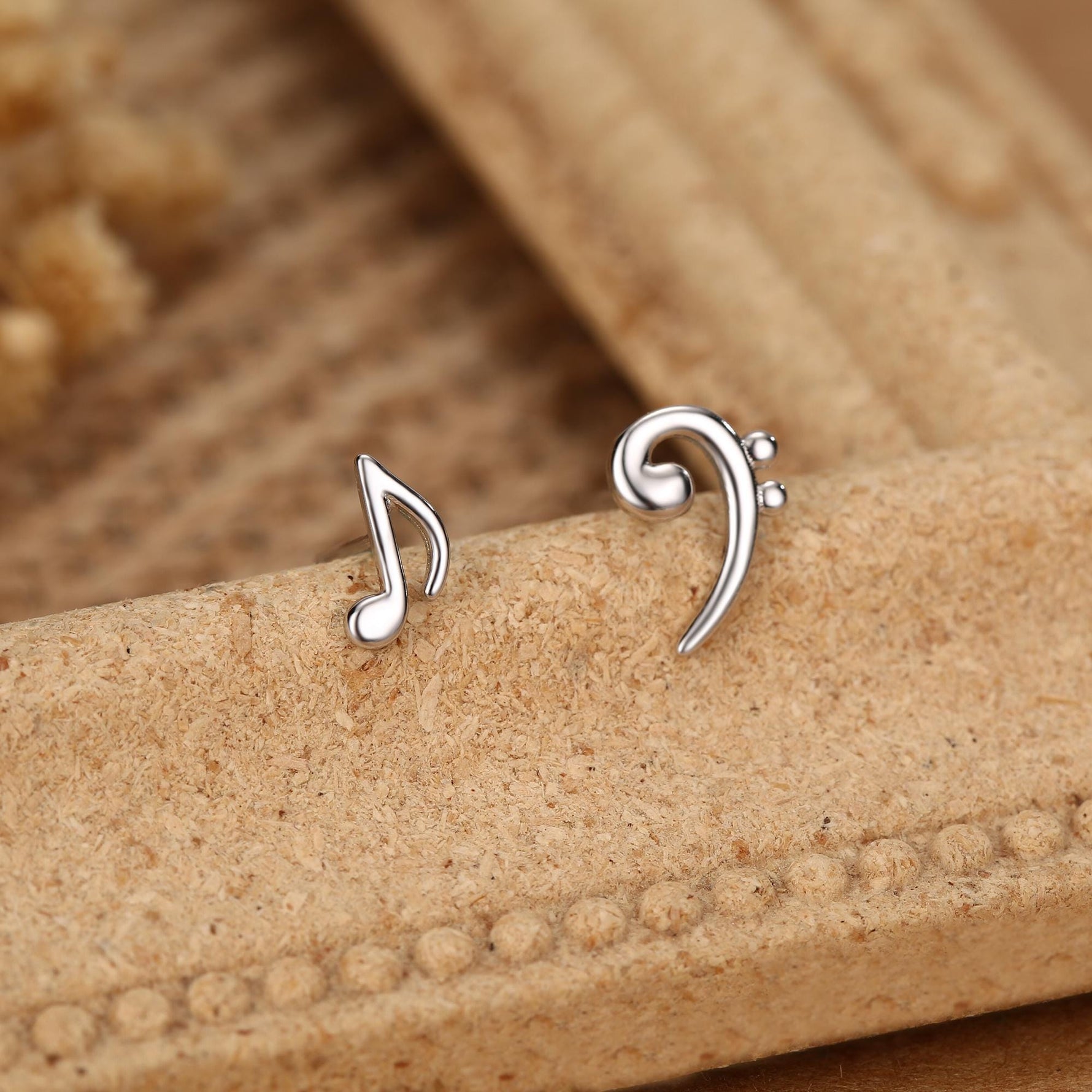 Mismatched Music Note and Bass Clef Stud Earrings