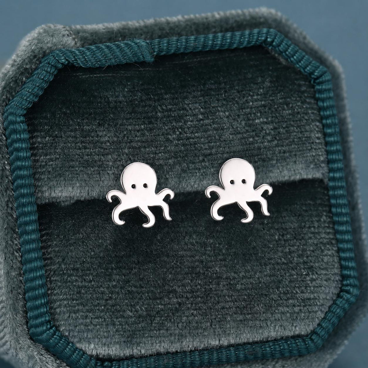 Tiny Octopus Stud Earrings in Sterling Silver
