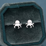 Tiny Octopus Stud Earrings in Sterling Silver