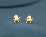 Tiny Octopus Stud Earrings in Sterling Silver