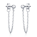 Ball Chain Earrings in Sterling Silver, Silver or Gold, Tiny Ear Jacket, Dainty Jewellery