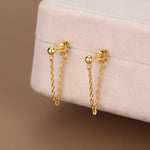 Ball Chain Earrings in Sterling Silver, Silver or Gold, Tiny Ear Jacket, Dainty Jewellery