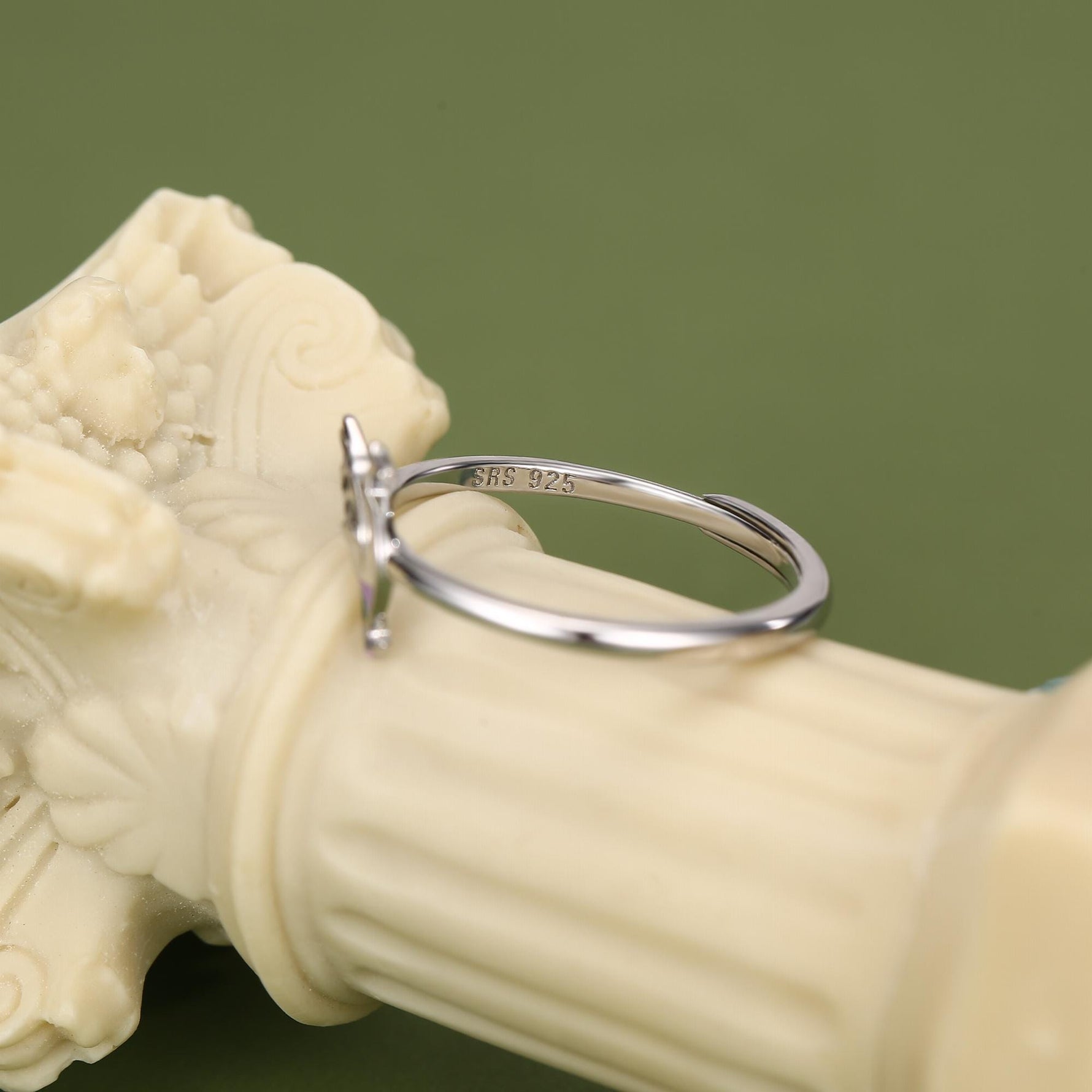Sterling Silver Enamel Pigeon Ring