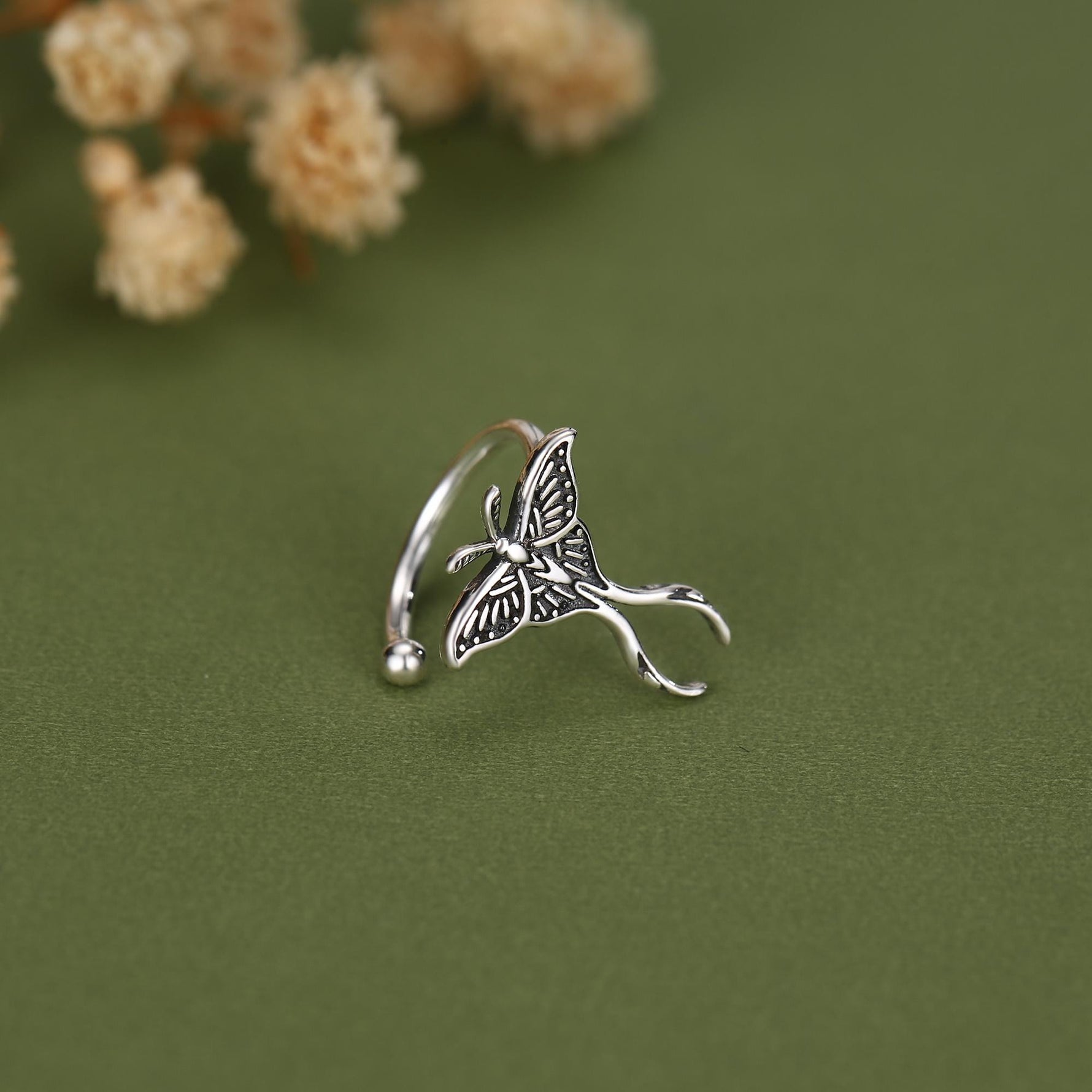 Sterling Silver Luna Moth Ear Cuff