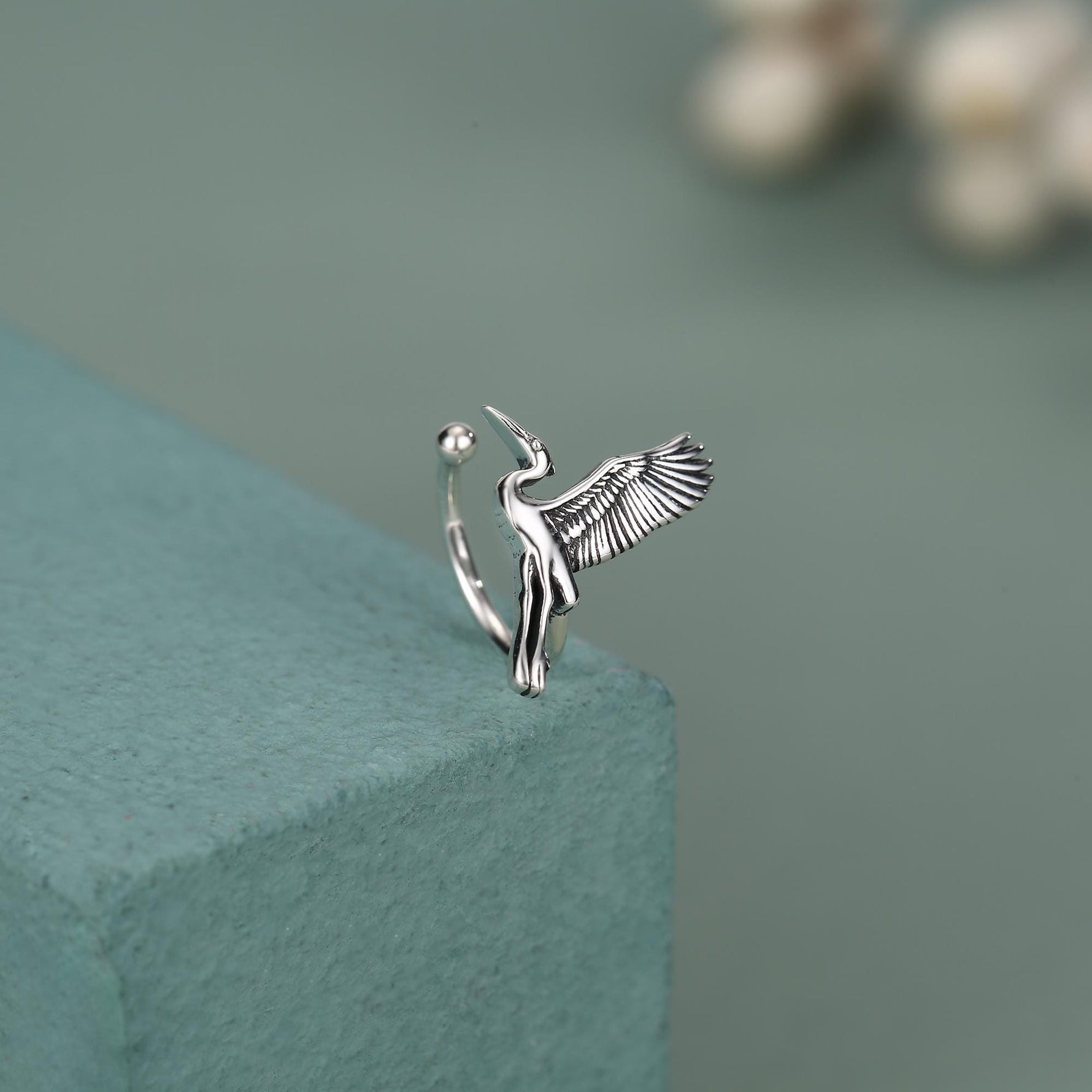 Sterling Silver Crane Ear Cuff