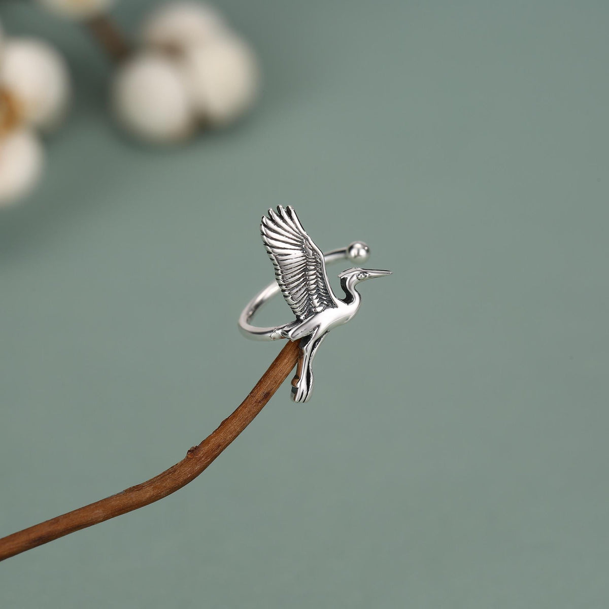 Sterling Silver Crane Ear Cuff