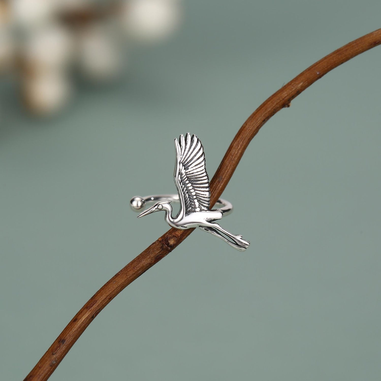 Sterling Silver Crane Ear Cuff