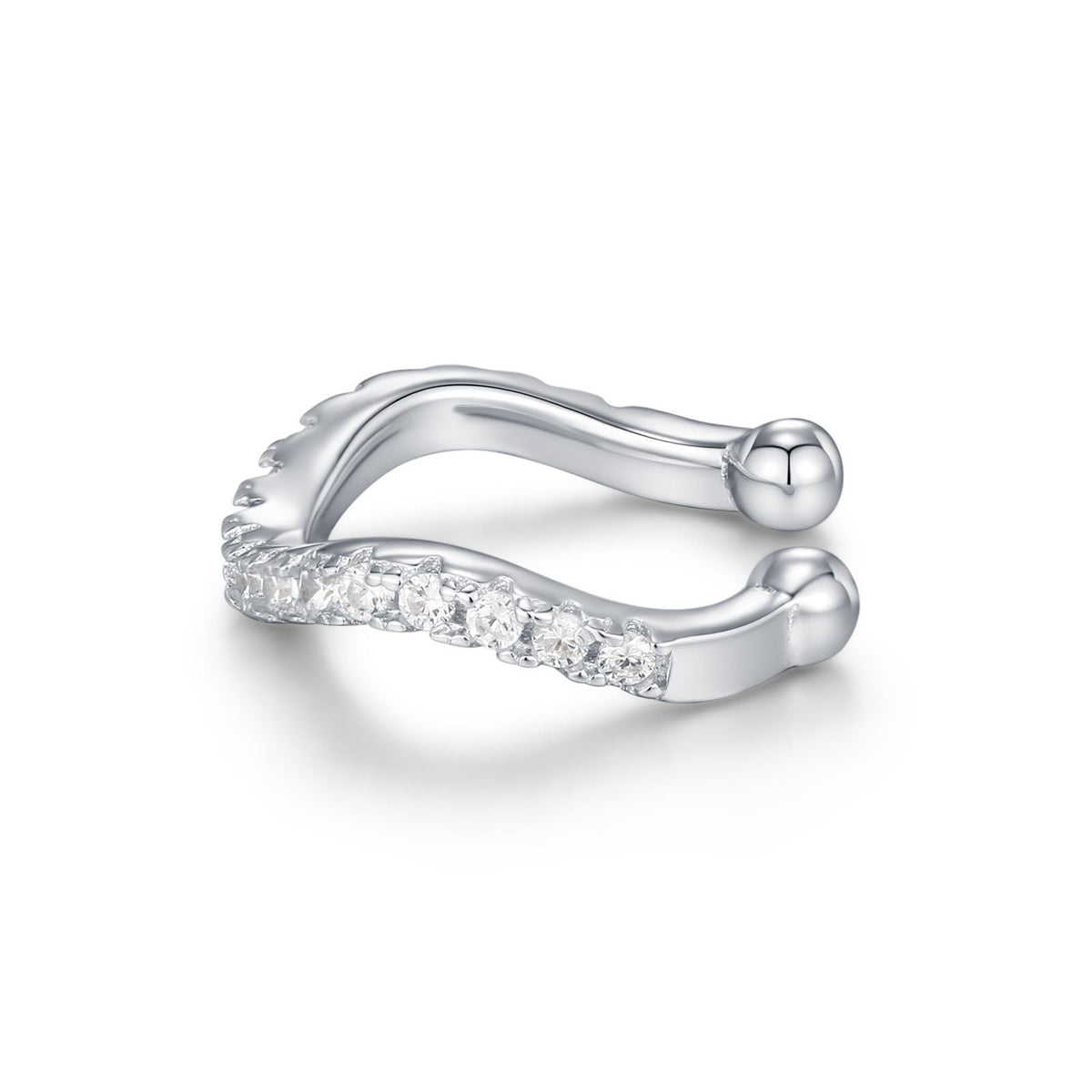 Sterling Silver CZ Wave Ear Cuff