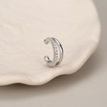 Sterling Silver Double Line CZ Ear Cuff