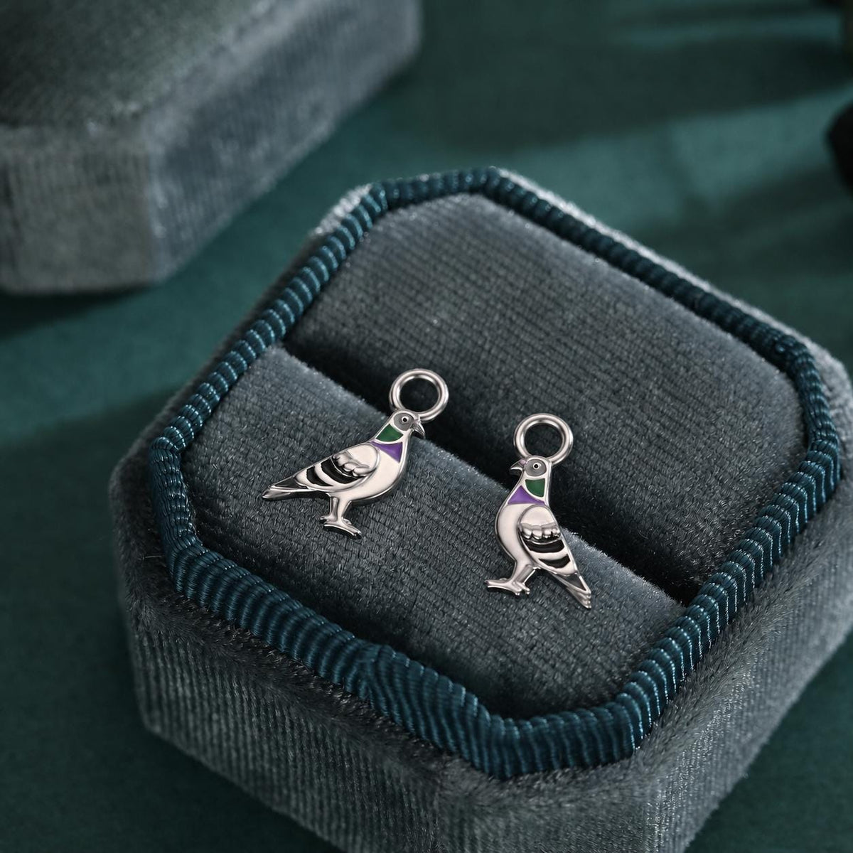 Sterling Silver Pigeon Earring Charms For Hoop Earrings